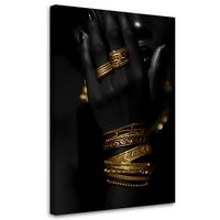LEINWANDBILD Hand Gold Glamour 40x60cm - Schwarz, Textil (40/60cm) - Feeby