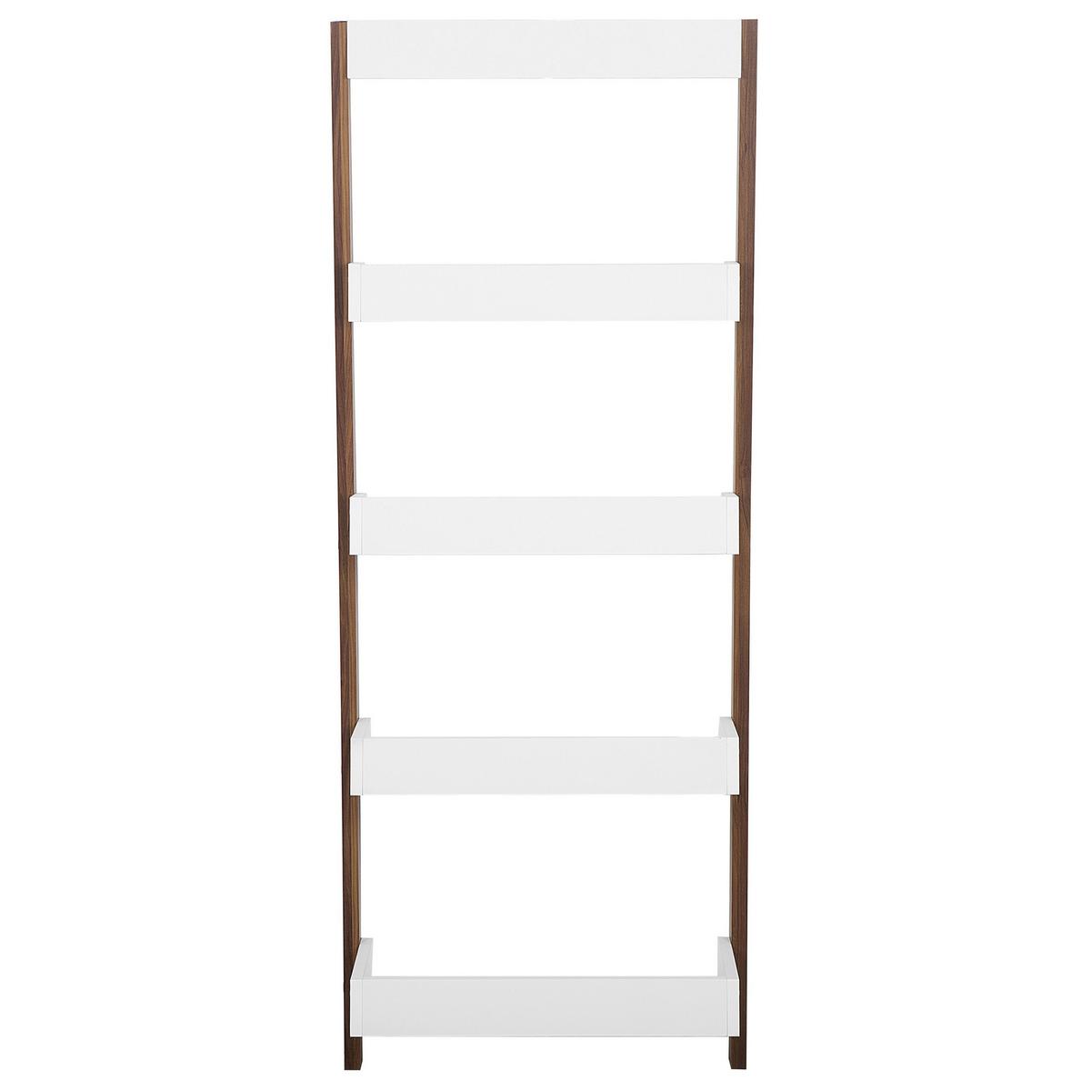 BÜCHERREGAL 5 Fächer Dunkler Holzfarbton/Weiß Mobile Trio - Weiß, Holzwerkstoff (65/164/32cm) - Beliani