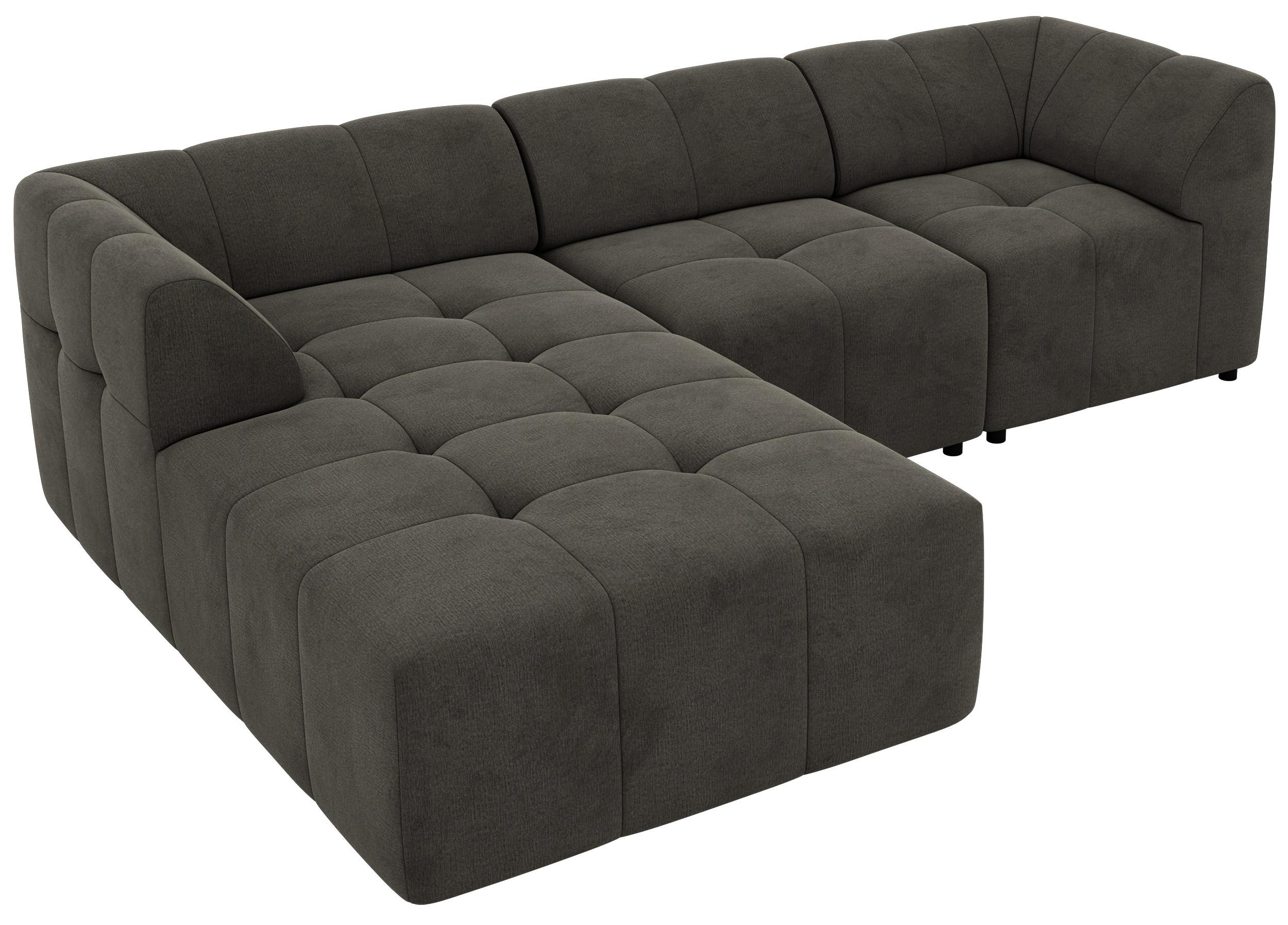 ECKSOFA VORITA L 3M - Dunkelgrau Velvet - Links Seite - Dunkelgrau/Schwarz, Kunststoff/Textil (267/176cm) - MKS
