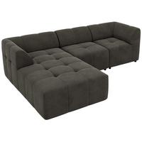 ECKSOFA VORITA L 3M - Dunkelgrau Velvet - Links Seite - Dunkelgrau/Schwarz, Kunststoff/Textil (267/176cm) - MKS