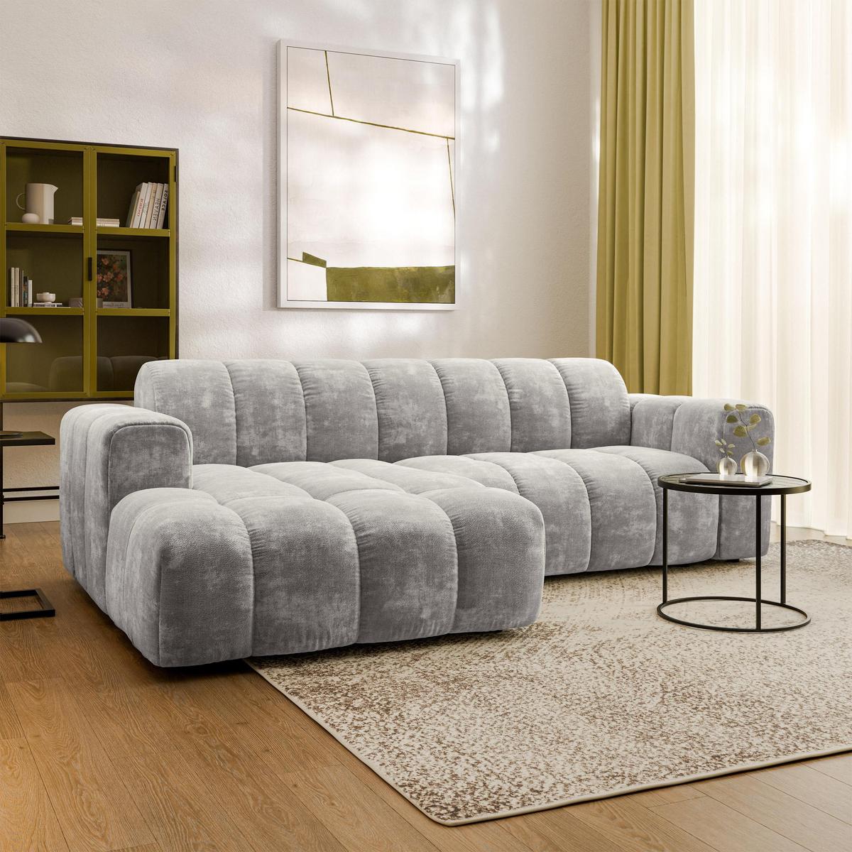 ECKSOFA TISI Hellgrau Chenille - Hellgrau, Holz (274/165cm) - MASSENO
