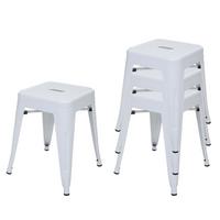 HOCKER Weiß 4er-Set - Weiß, Metall (39/46/39cm) - MCW