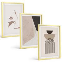 BILDER SET 3er Set - 40x60 cm Goldrahmen - Abstrakte Gesichtsformen - Goldfarben, Kunststoff (40/60cm) - TULUP