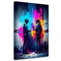 LEINWANDBILD Banksy Graffiti Street Art Abstrakt 40x60cm - Multicolor, Textil (40/60cm) - Feeby