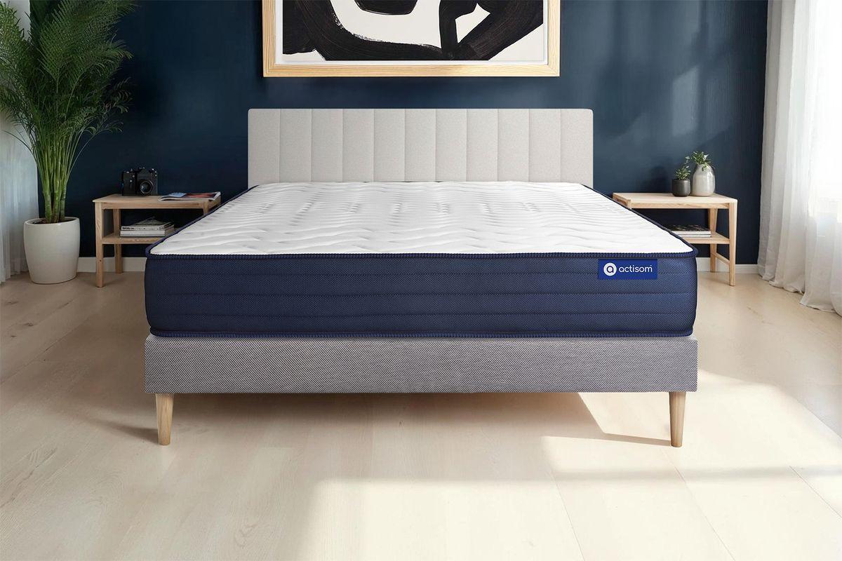 BETT Actilatex life Latex und Memory-Schaum 80 x 200 cm h4 - Kit Bettgestell Grau - Beige/Grau, Karton/Holz (80/200cm) - ACTISOM