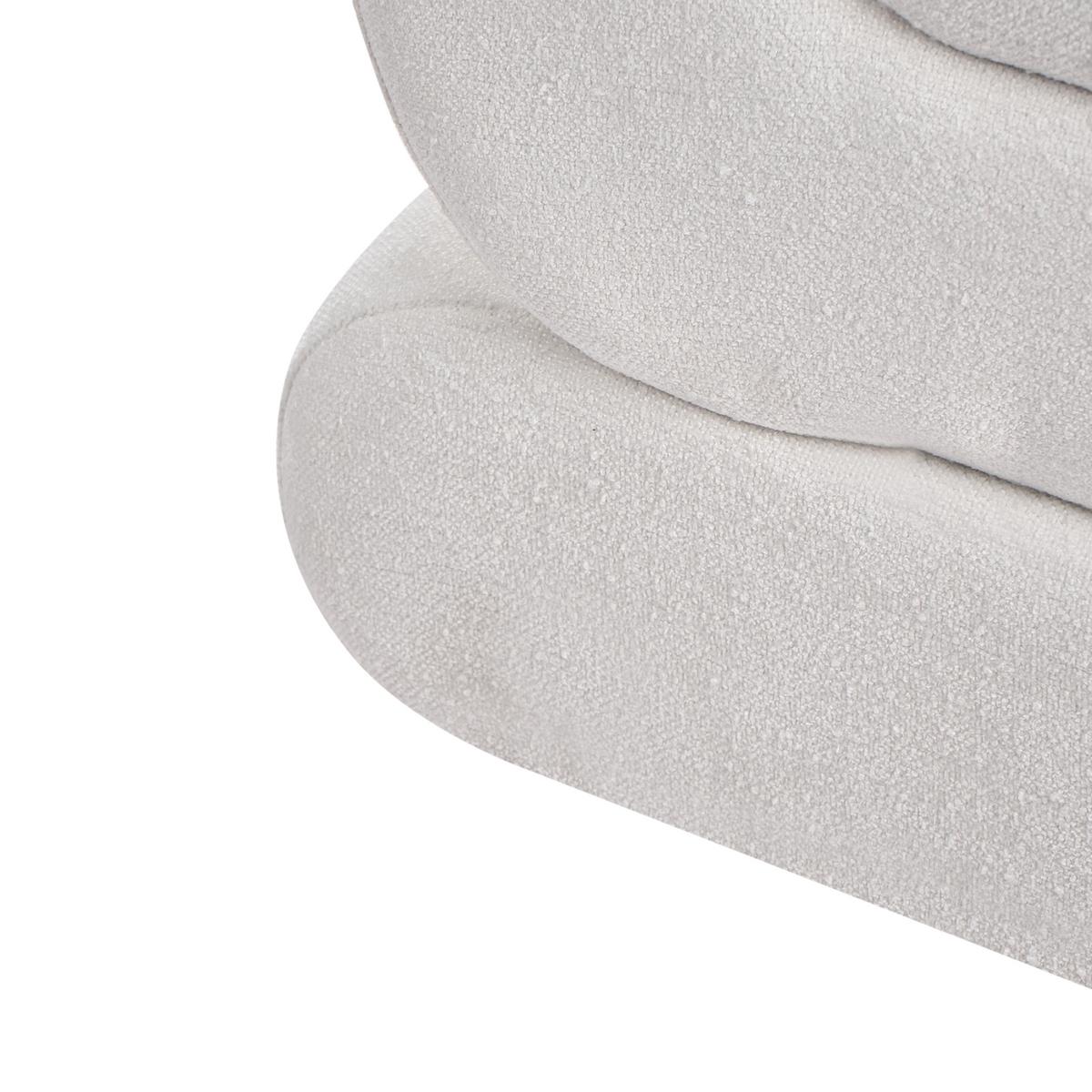 POUF Chenillegewebe Cremeweiß Arcadia - Weiß, Textil (45/48/50cm) - Beliani