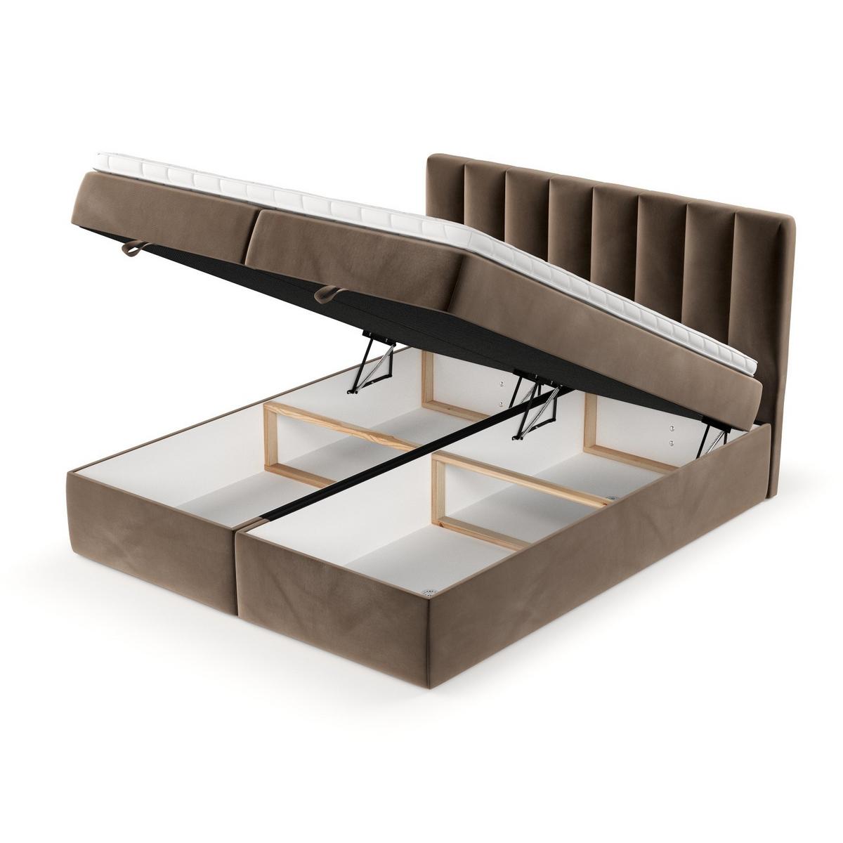 BOXBETT Lusso 180/200 cm Braun im Paros Stoff - Schwarz/Braun, Holz/Holzwerkstoff (180/200cm) - AltaBeds