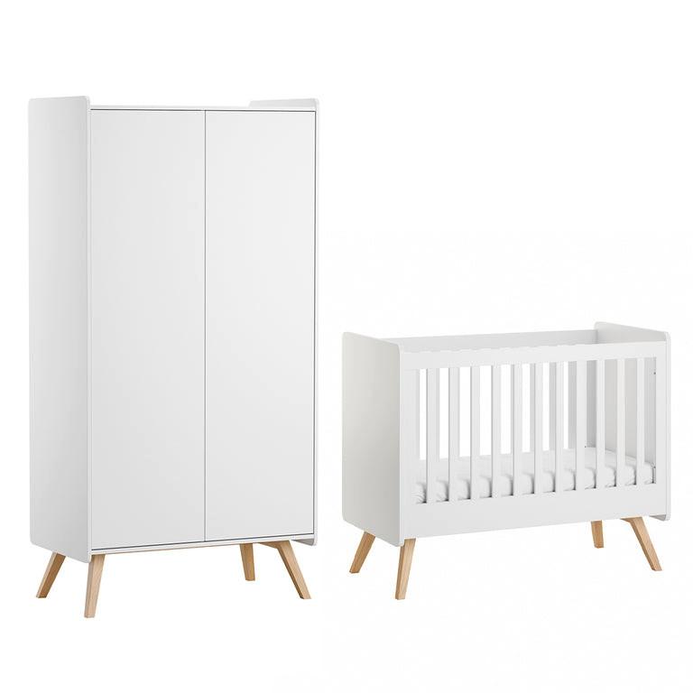 BABYZIMMER 2-teilig Vintage Weiß - Weiß, Holzwerkstoff (125/103/65cm) - Petits-meubles