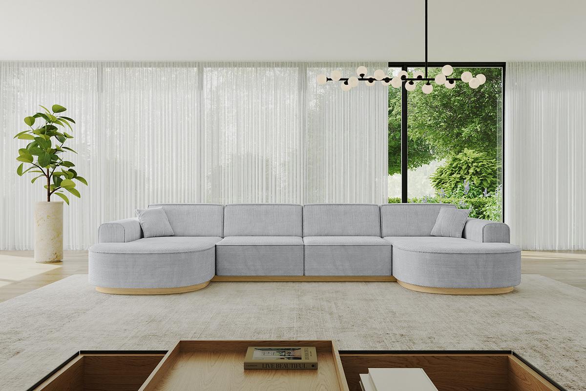 WOHNLANDSCHAFT MARI-U2-v2 - 388x171x83 cm Grau Cord - Grau, Holzwerkstoff/Textil (388/83/171cm) - ALTDECOR