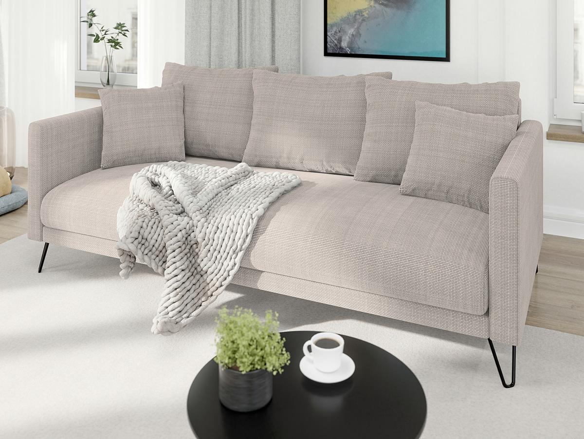 3-SITZER-SOFA Harmony Taupe Chenille - Taupe/Schwarz, Textil/Metall (200/85/100cm) - S-Style Möbel