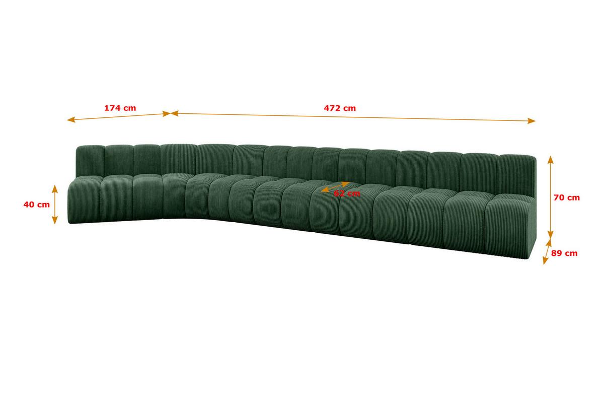 ECKSOFA modulares Sofa Montra-L3 - 472x174x70 cm Grün - Grün, Holzwerkstoff/Textil (472/174cm) - ALTDECOR