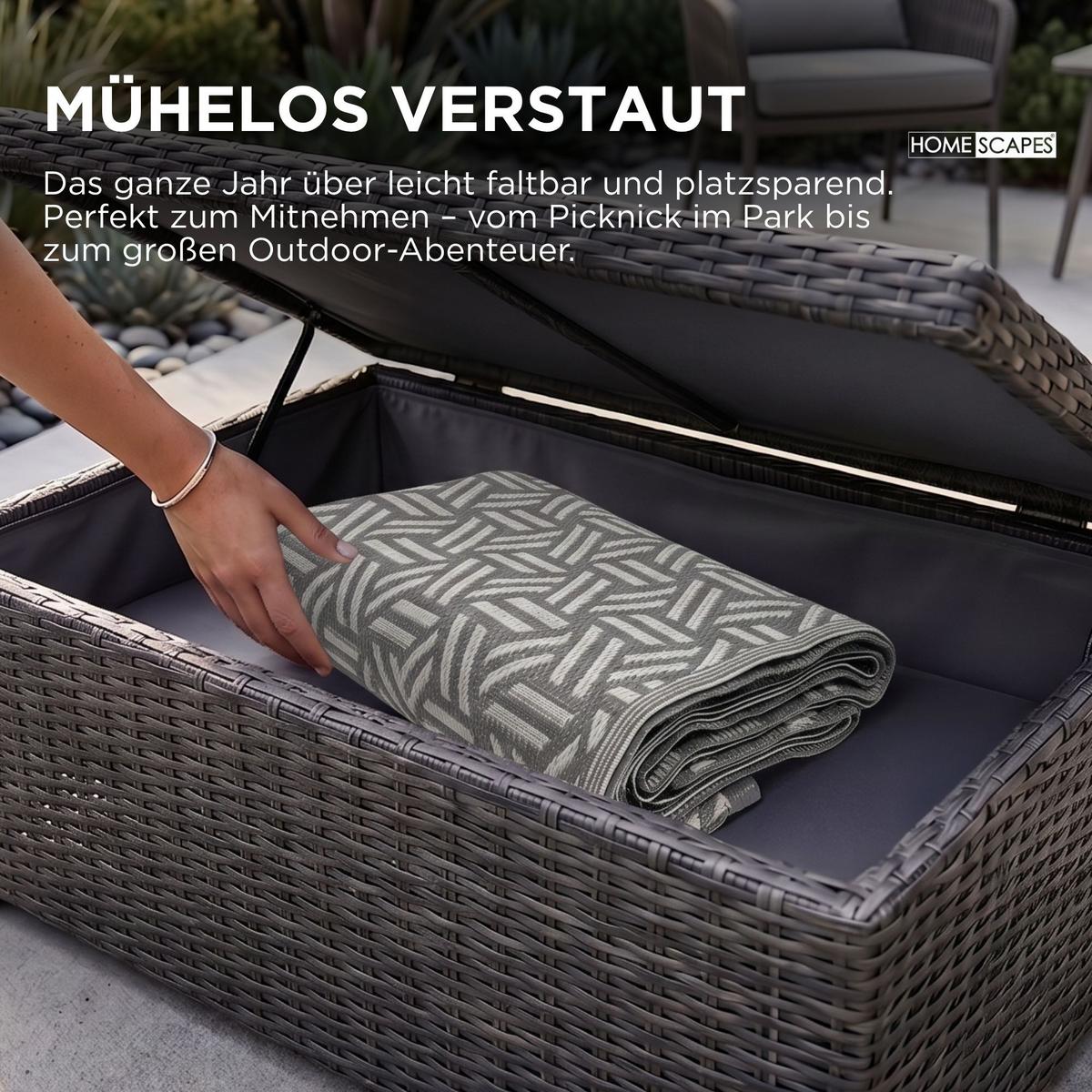OUTDOORTEPPICH Luna, geometrisch gemustert 240/300 cm - Grau, Kunststoff (240/300cm) - Homescapes