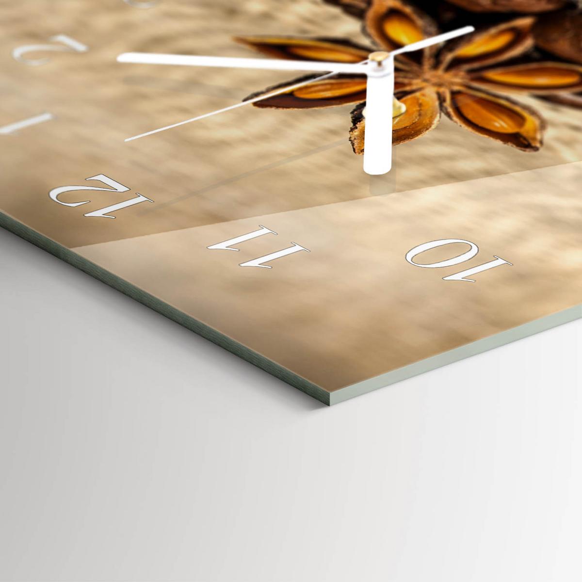 WANDUHR aus Glas 60x30 cm - Kaffeebohnen - Braun, Glas (60/30/0.4cm) - TULUP