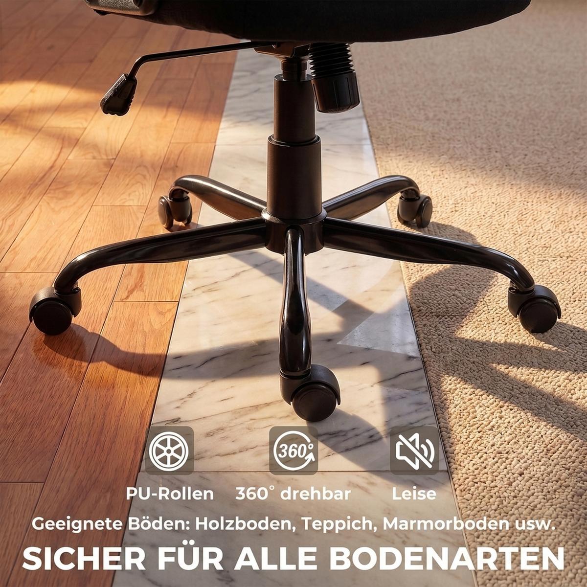 BÜROSTUHL Leinen Schwarz - Schwarz, Textil/Metall (63/112/70cm) - HOMCOM