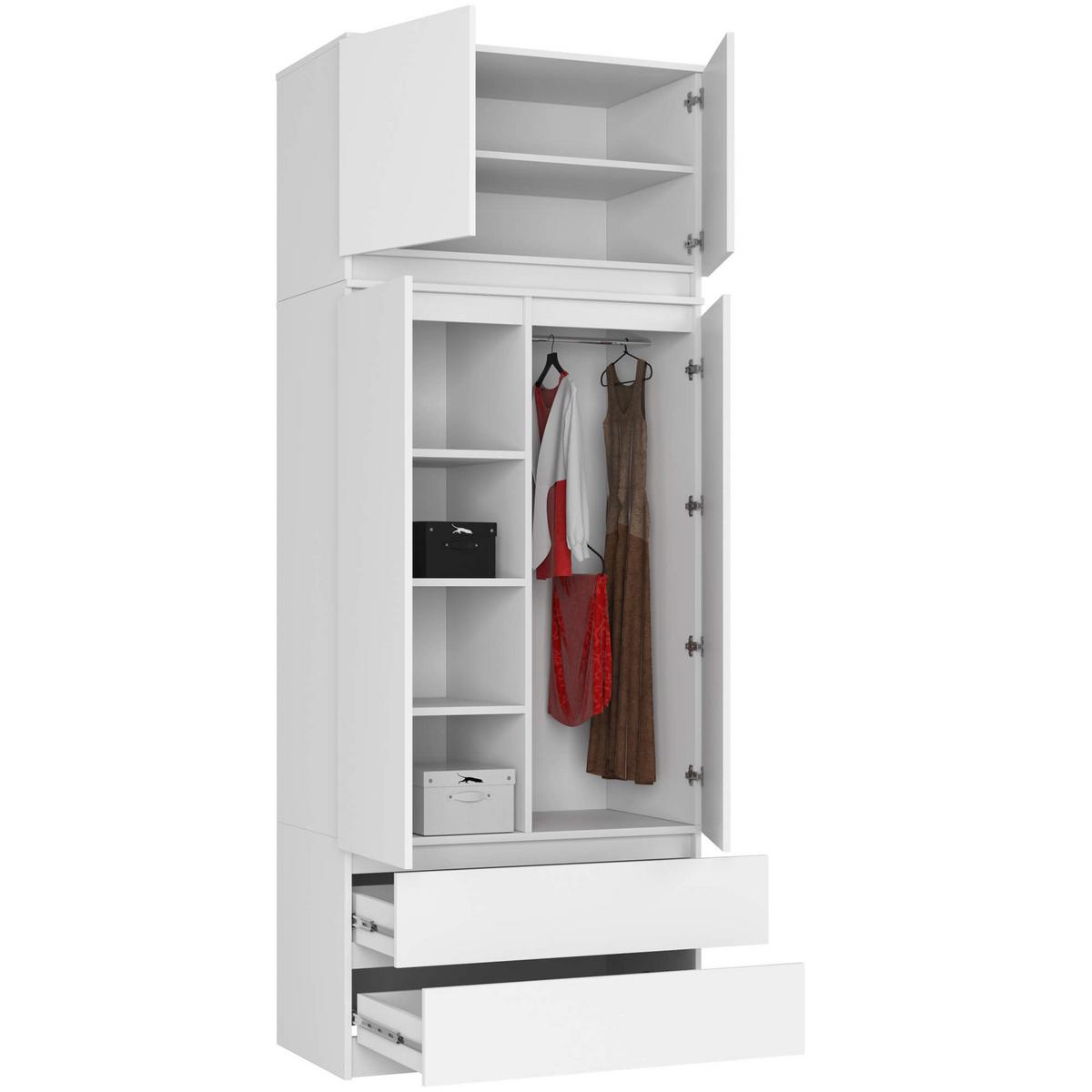 KLEIDERSCHRANK Weiß 234/90/51 - Weiß, Holzwerkstoff (90/234/51cm) - RAUMHIRSCH FURNITURE