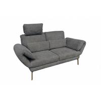 SOFA HOLLY Anthrazit Flachgewebe - Anthrazit/Braun, Textil/Metall (176/90/92cm) - KAWOLA