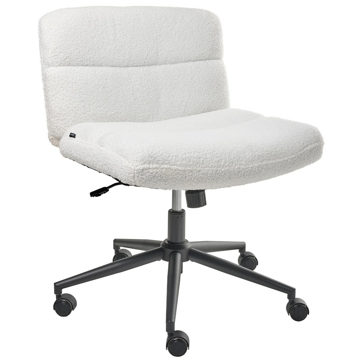 SCHREIBTISCHSTUHL Bouclé Weiß Catlin - Weiß, Textil (64/80/68cm) - Beliani