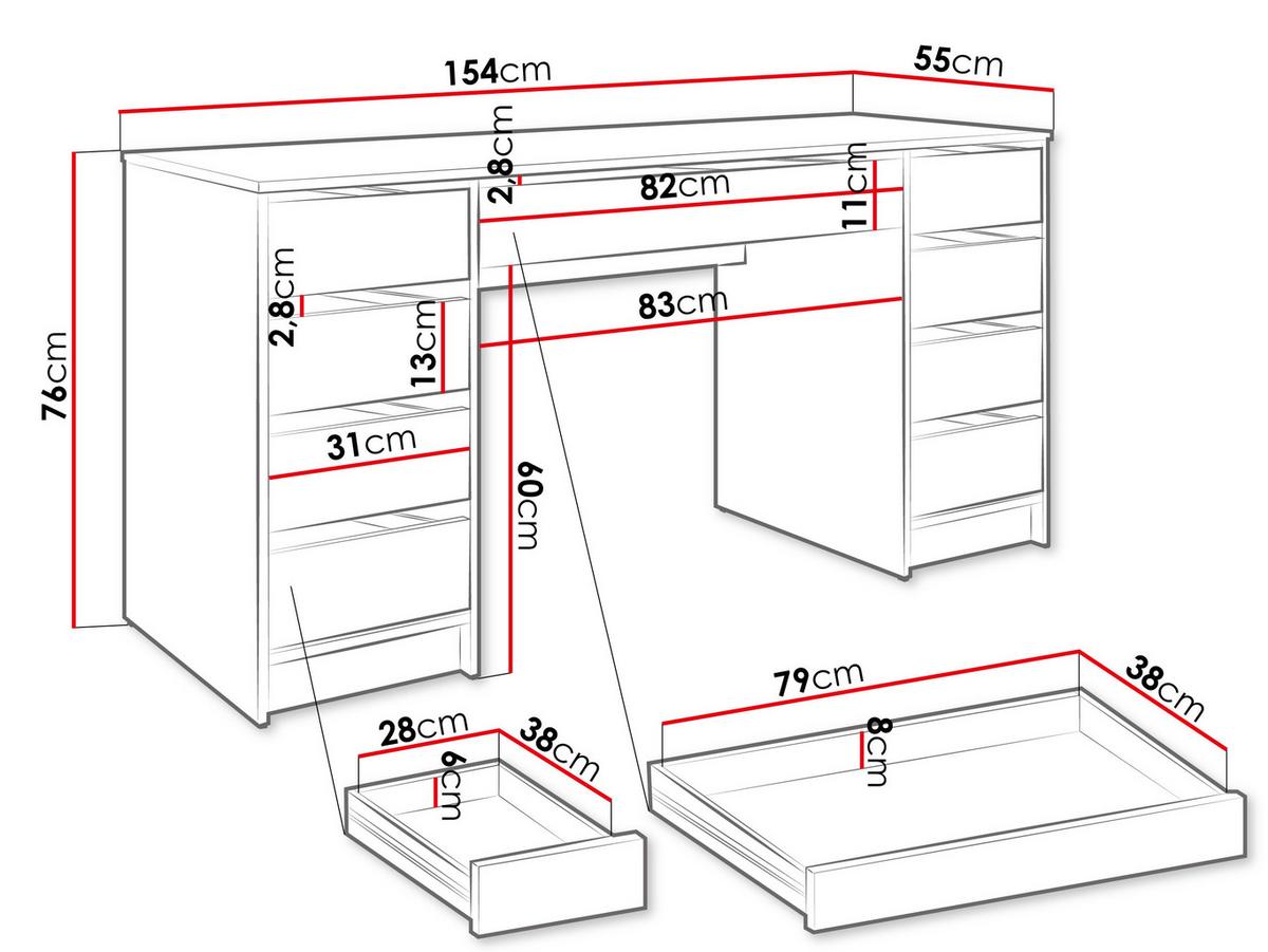 SCHREIBTISCH Ada Bis - Weiß, Holzwerkstoff (154/55/76cm) - MIRJAN24