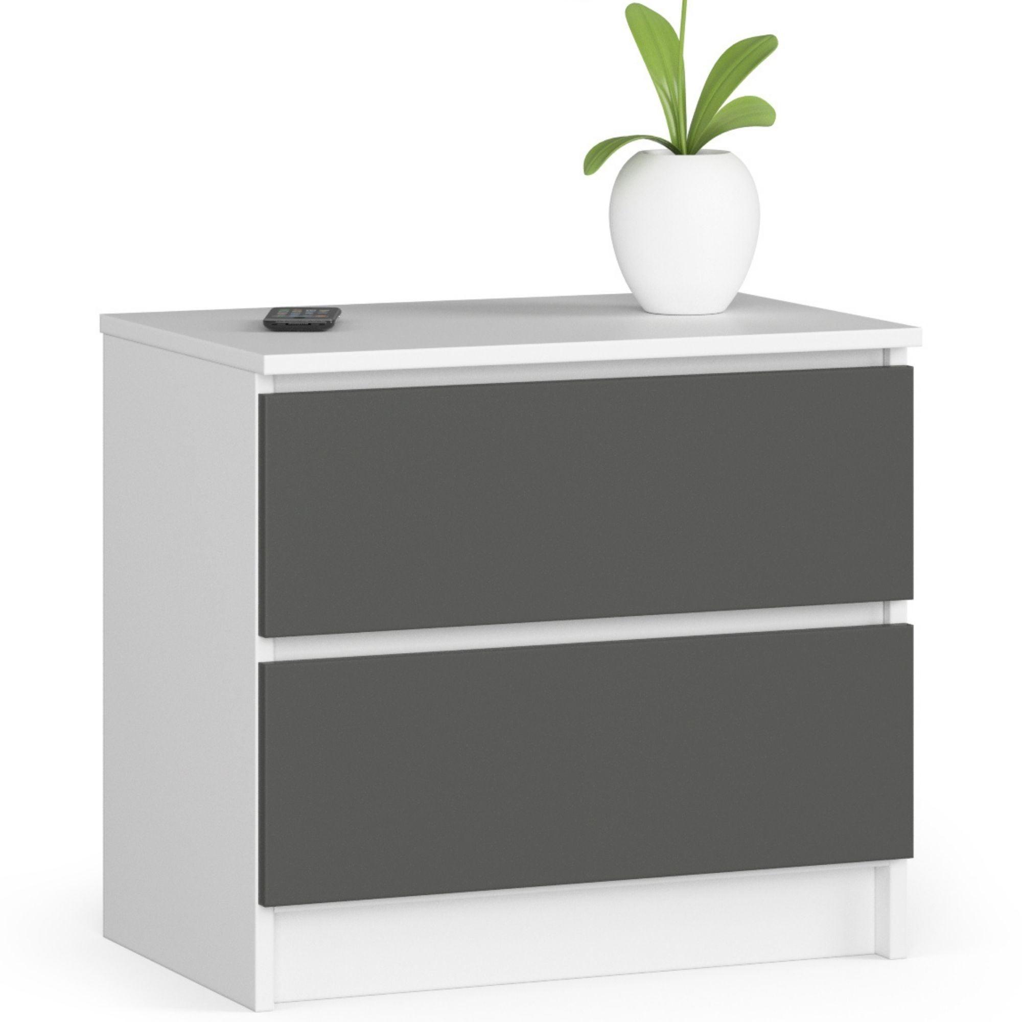 KOMMODE Weiß, Graphit Grau 55/60/40 - Weiß, Holzwerkstoff (60/55/40cm) - RAUMHIRSCH FURNITURE