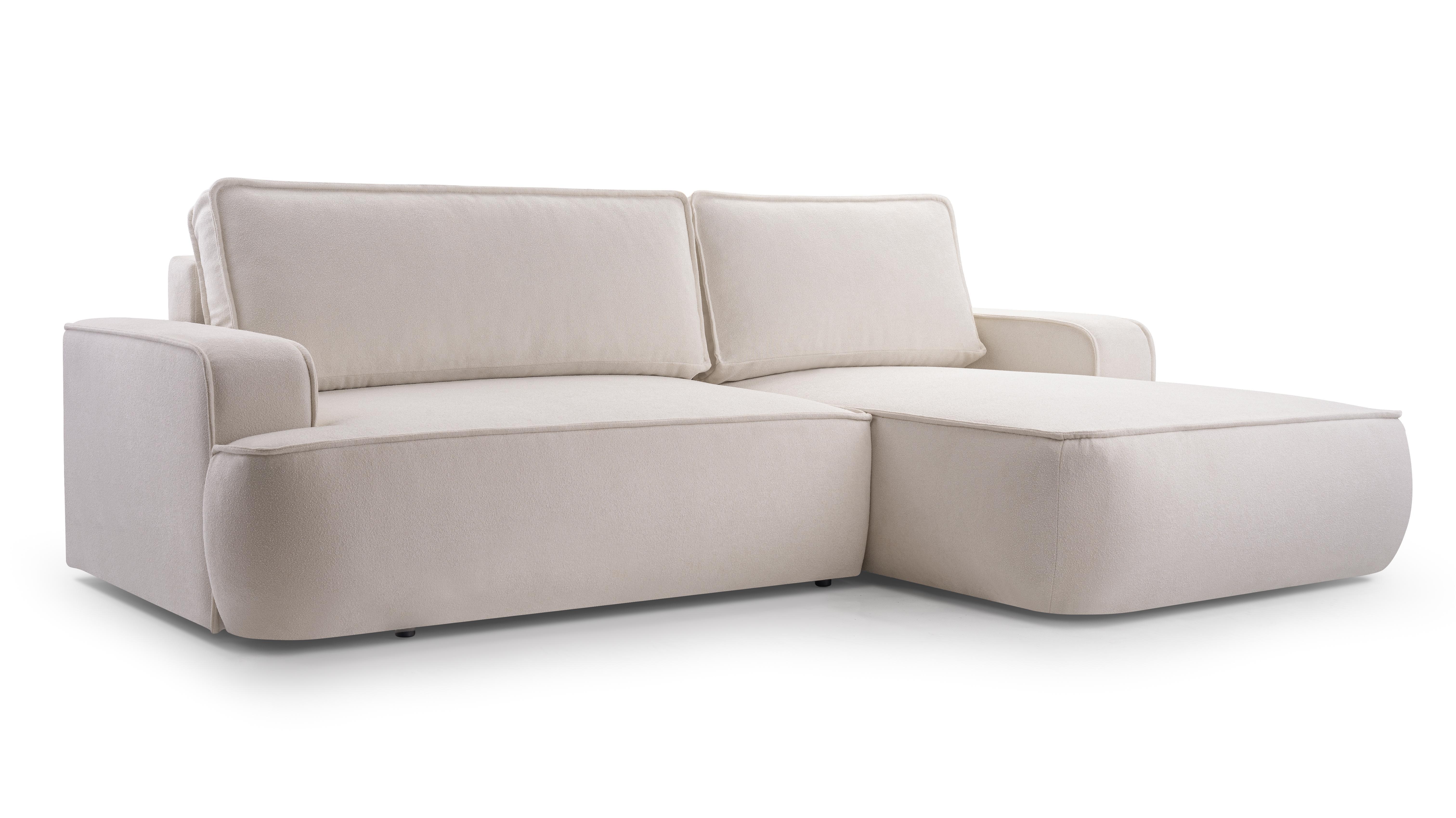 ECKSOFA L Form Ablia Creme 267/168/87 cm mit Schlaffunktion R - Creme/Schwarz, Kunststoff/Textil (267/168cm) - AX Living