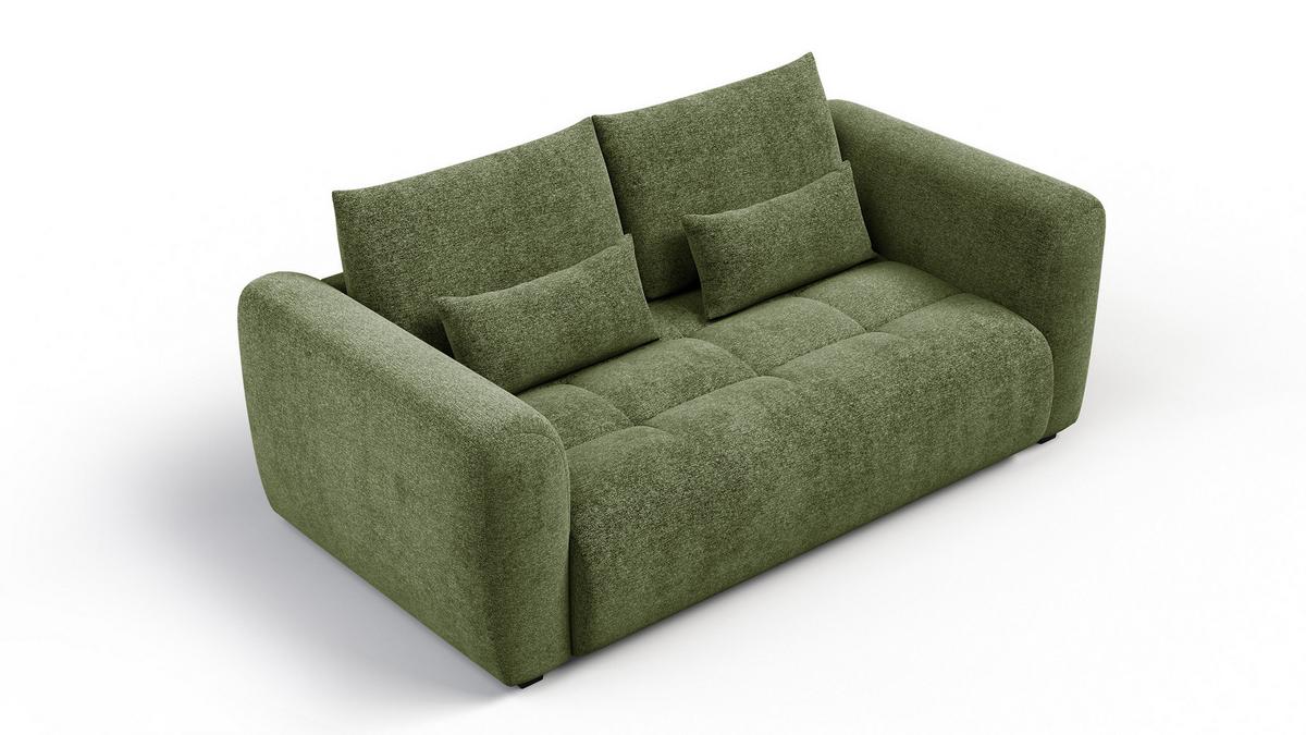 SOFA SORENO 3-Sitzer, dunkelgrün - Dunkelgrün/Schwarz, Holz/Textil (214/94/114cm) - Wozimo