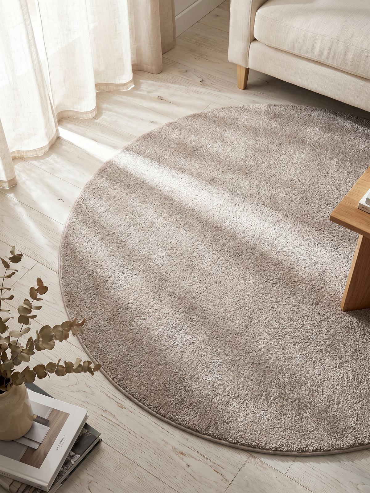 TEPPICH Kurzflor MAIN in Beige, einfarbig, Ø 200 cm - Beige, Textil (200/200cm) - KADIMA DESIGN