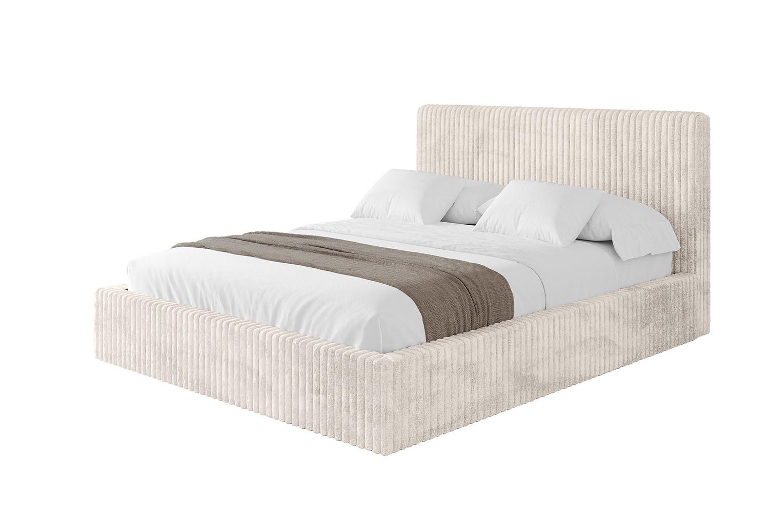 POLSTERBETT mit Bettkasten und Lattenrost, Boxbett ohne Matratze - ALOVA-V1 120x200 Creme - Creme, Holzwerkstoff/Textil (120/200cm) - ALTDECOR