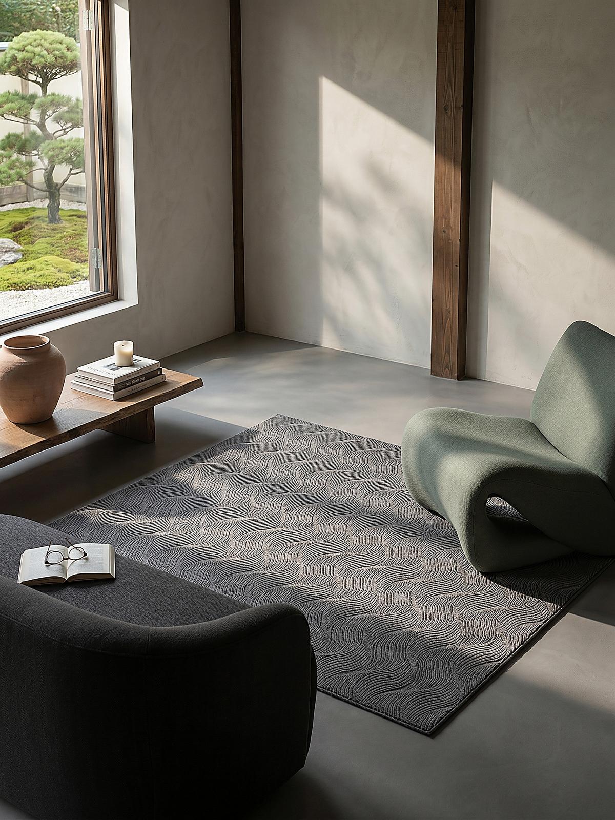 KURZFLORTEPPICH Antirutsch Geometrisch DALAR Polypropylen Anthrazit 200 x 280 cm - Anthrazit, Textil (200/280cm) - KADIMA DESIGN