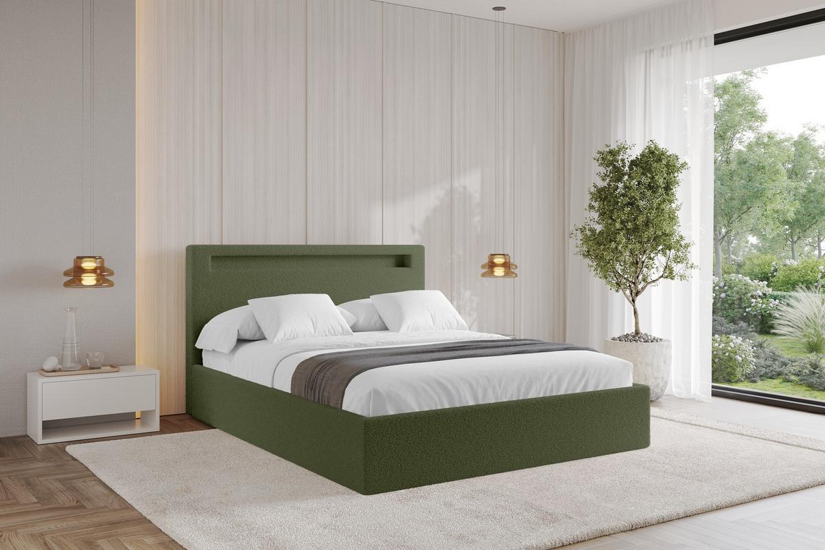POLSTERBETT mit Bettkasten und Lattenrost, Boxbett ohne Matratze - GOLA 160x200 Grün - Grün, Holzwerkstoff/Textil (160/200cm) - ALTDECOR