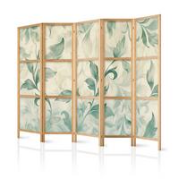 PARAVENT Japanischer 5-tlg 225x172 cm Pastellbl tter - Multicolor, Holz/Textil (225/172/3cm) - Muralo