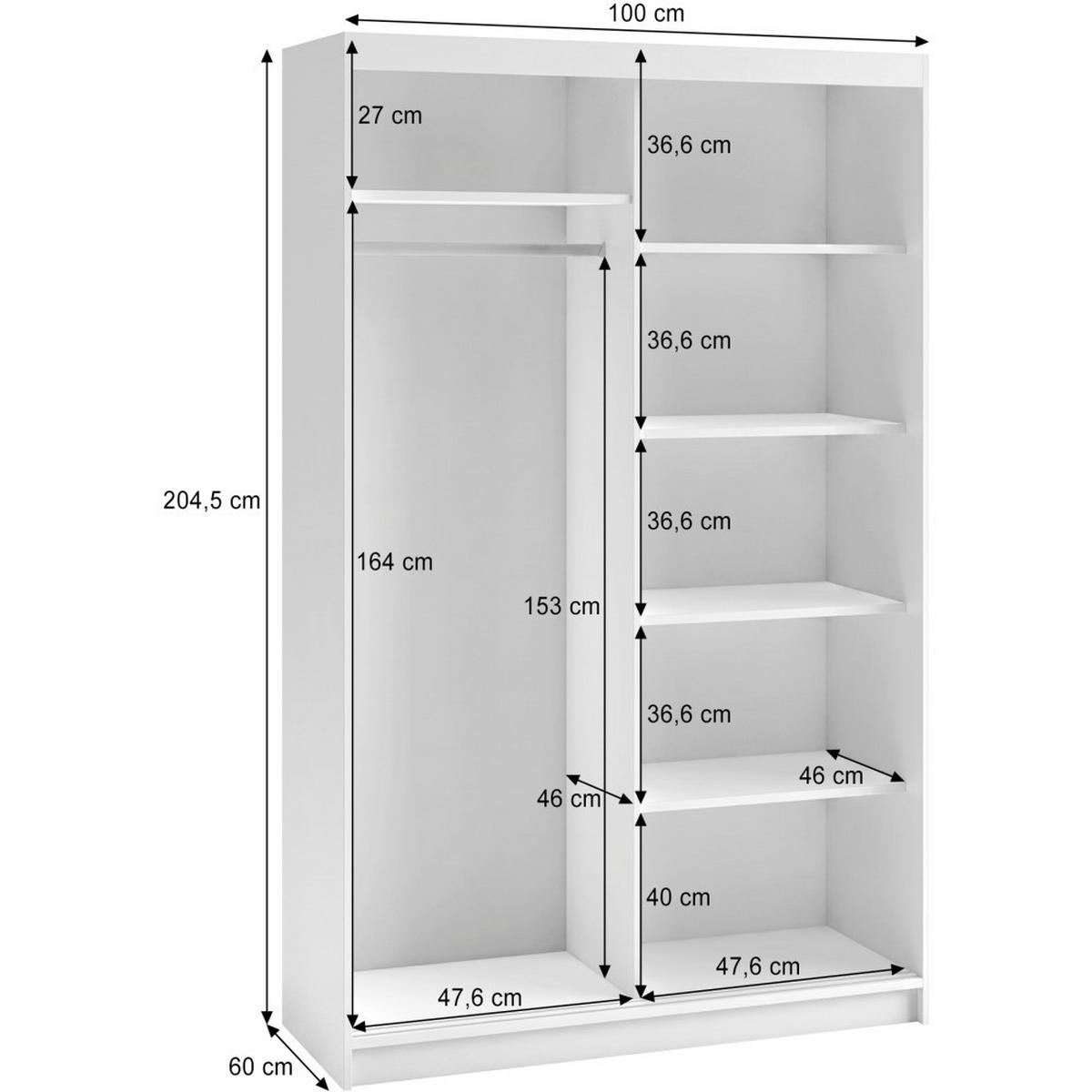SCHWEBETÜRENSCHRANK Donatello mit 2 Türen. 100 cm, eiche Artisan - Eiche Artisan, Holzwerkstoff (100/205/60cm) - Beautysofa