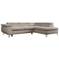 ECKSOFA PEDRO L Beige Struktur - Rechts Seite - Beige/Schwarz, Textil/Metall (273/208cm) - MKS