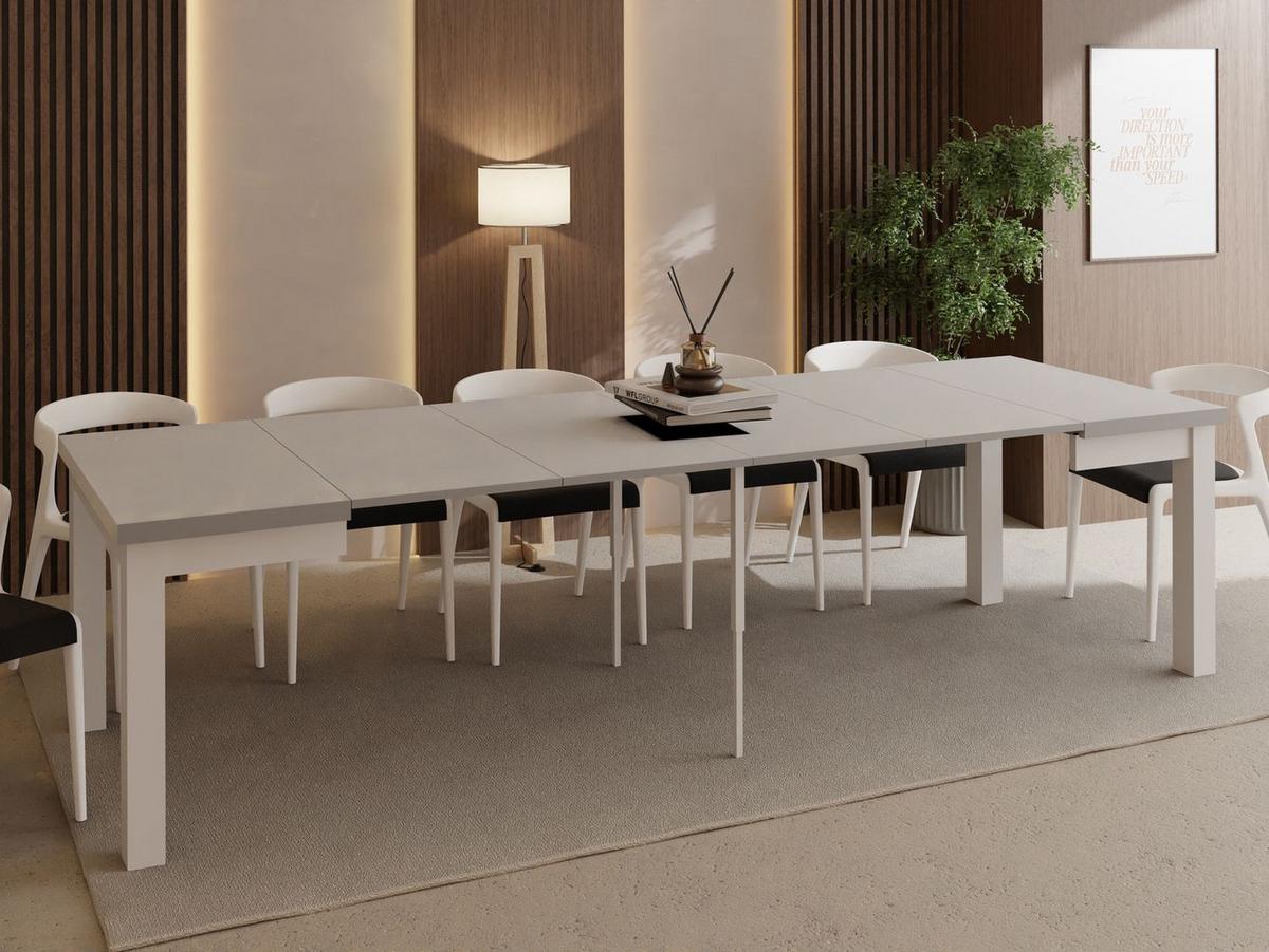 ESSTISCH Toren Weiß ausziehbar verlängerbar quadratisch, Kaschmir 90-290/90/76.5 cm - Kaschmir/Beige, Holz/Holzwerkstoff (90/290/76.5cm) - WFL GROUP