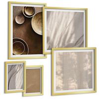BILDER SET 5er Set - 50x50 cm & 20x30 cm & 40x60 cm Goldrahmen - Strukturen, Texturen, Minimalismus - Goldfarben, Kunststoff (40/60cm) - TULUP