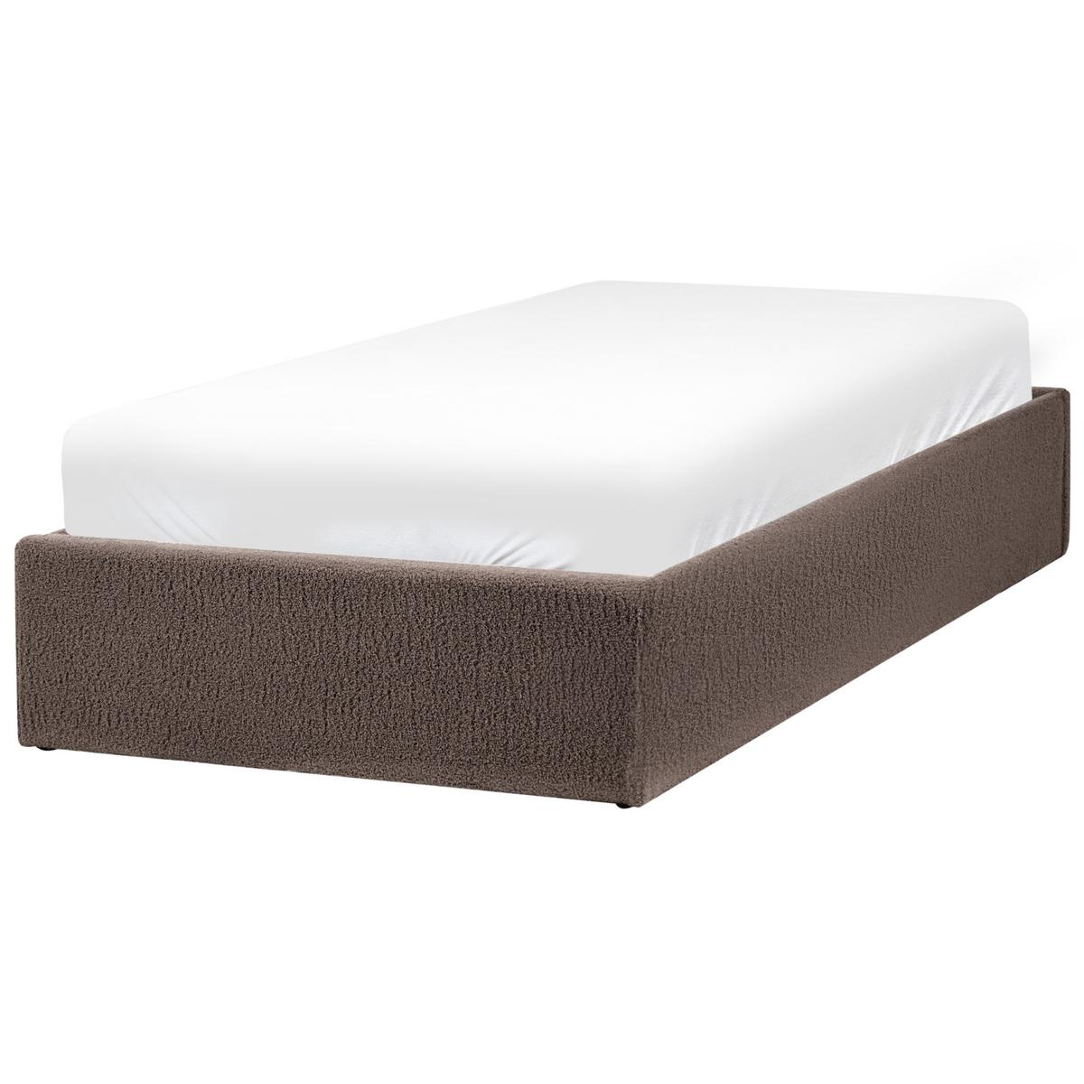 BETT mit Stauraum ohne Kopfteil 90/200 cm Bouclé Taupe Dinan - Taupe, Textil (90/200cm) - Beliani