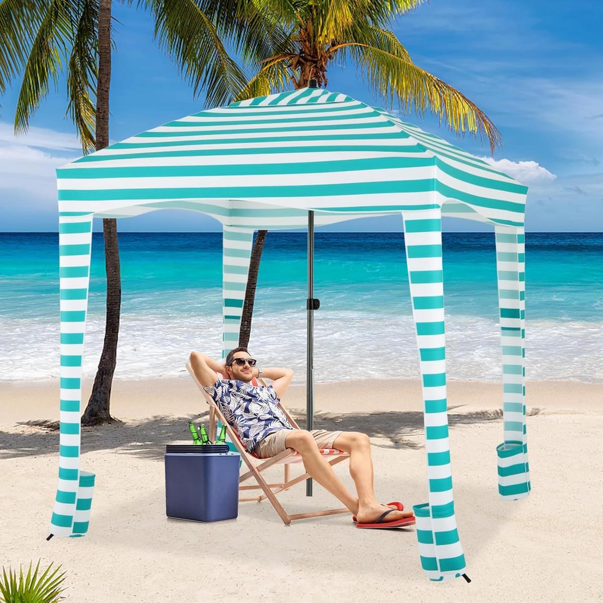 STRANDZELT grün - Multicolor, Textil (183/240/183cm) - COSTWAY