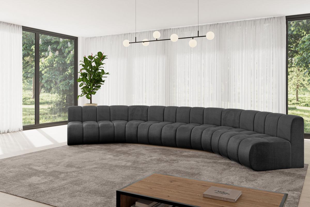 WOHNLANDSCHAFT modulares Sofa Montra-U1 - 490x174x70 cm Schwarz - Schwarz, Holzwerkstoff/Textil (490/70/174cm) - ALTDECOR