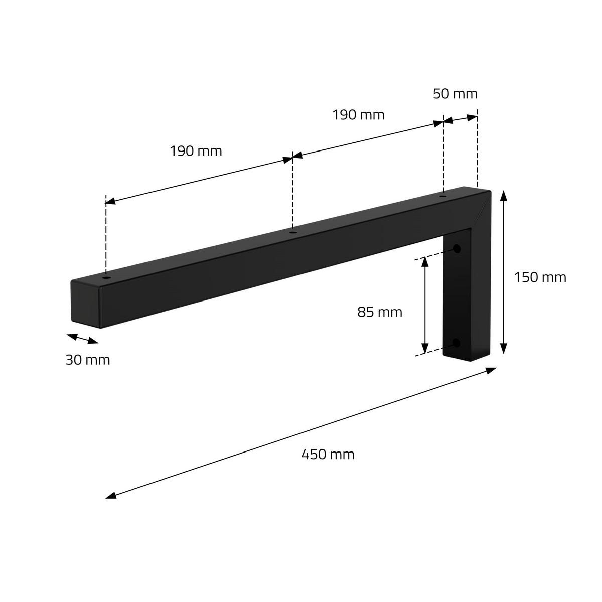 REGALHALTERUNG - Schwarz, Metall (45/15/3cm) - ML-DESIGN