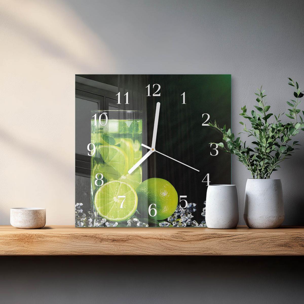 WANDUHR aus Glas 30x30 cm - Kalziumkarbonat - Grün, Glas (30/30/0.4cm) - TULUP