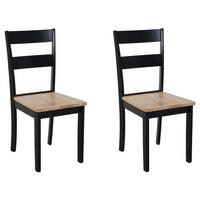 ESSZIMMERSTUHL 2er-Set Gummibaumholz hellbraun/schwarz Georgia - Hellbraun/Schwarz, Holz (45/89/43cm) - Beliani