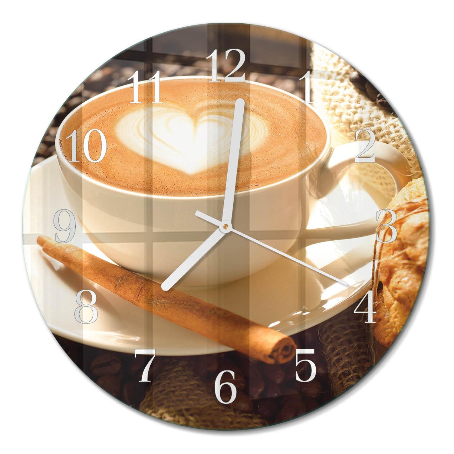 WANDUHR aus Glas Ø30 cm - Kaffeeherz - Braun, Glas (30/30/0.4cm) - TULUP