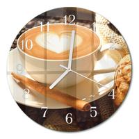 WANDUHR aus Glas Ø30 cm - Kaffeeherz - Braun, Glas (30/30/0.4cm) - TULUP