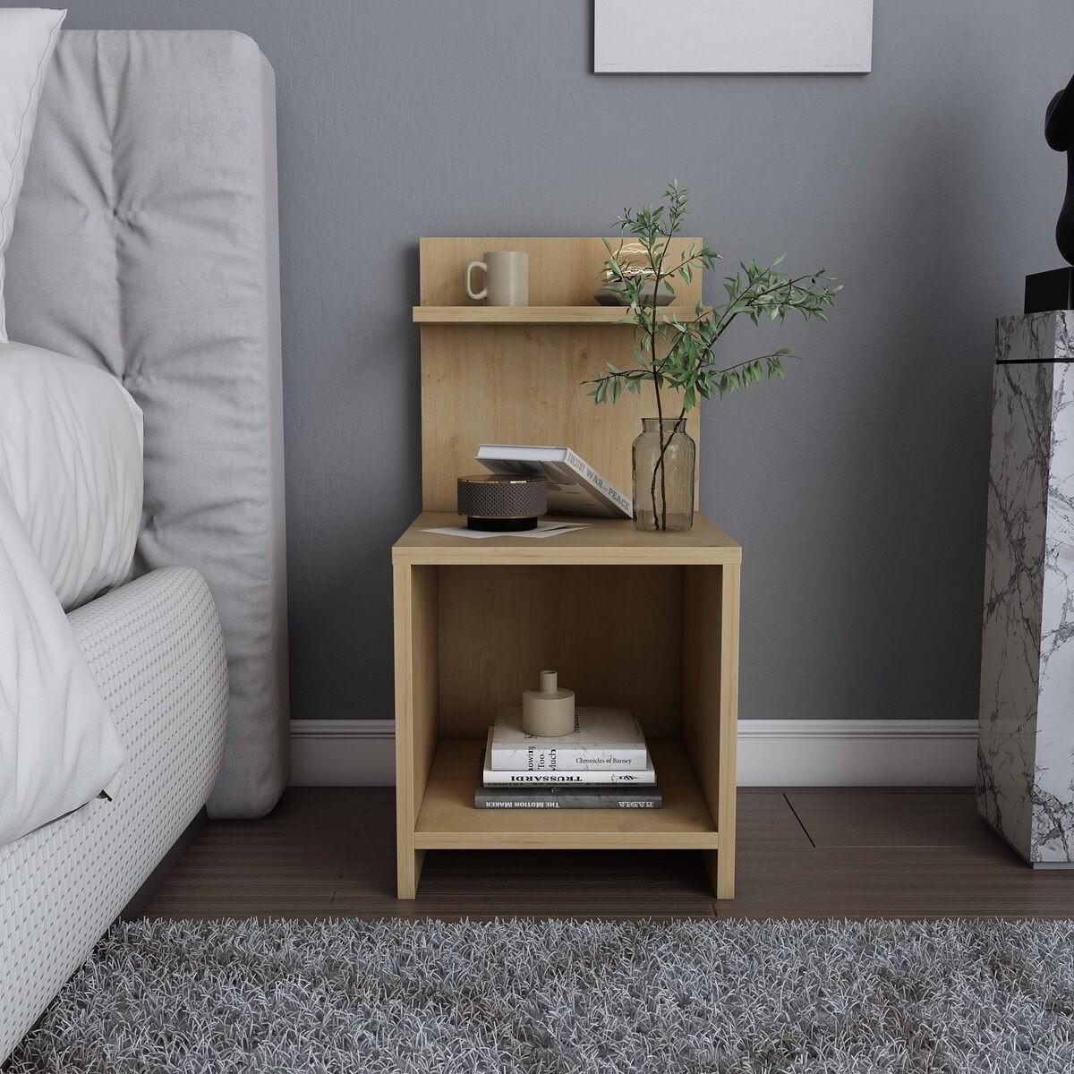 NACHTTISCH mit 1 Fach ullman 35,6/37,4/72 cm - Eschefarben, Holzwerkstoff (37.4/72/85.5cm) - Calicosy