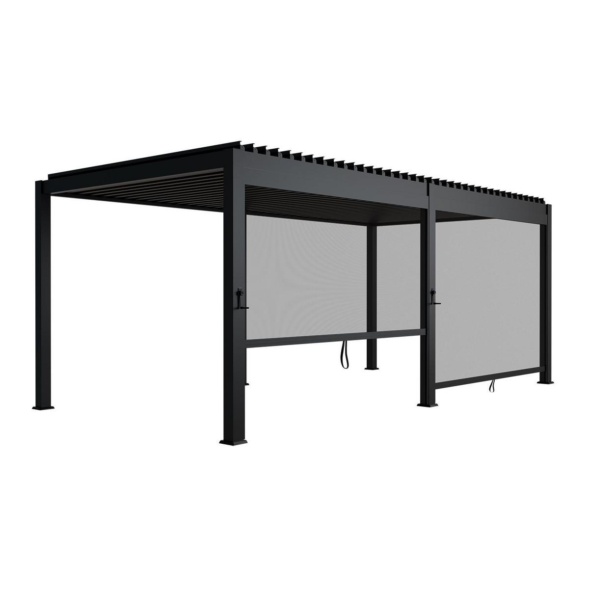 LAMELLENDACH Tahiti mit Seitenwand 3x5,9 m anthrazit - Anthrazit, Metall (300/240/590cm) - Juskys