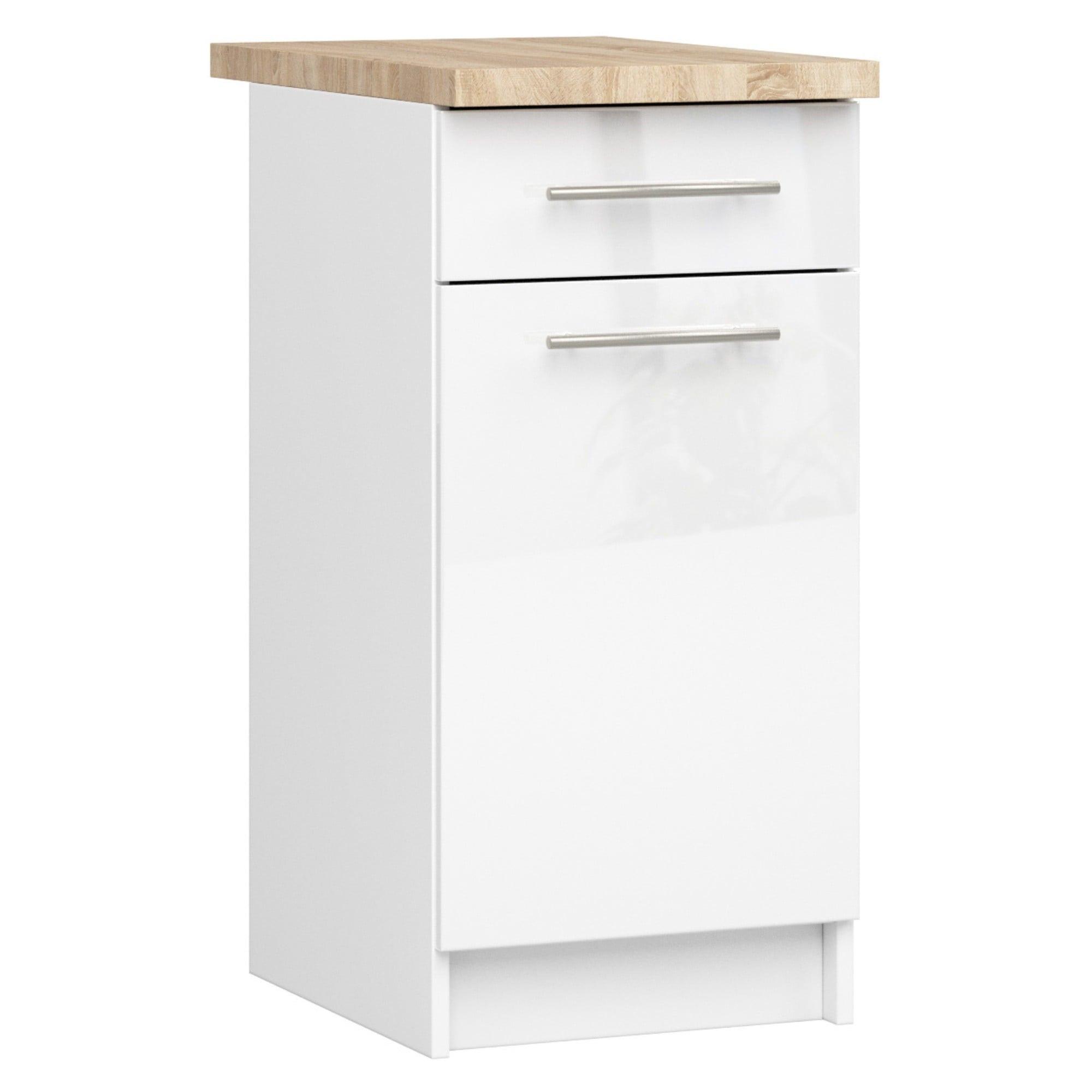 UNTERSCHRANK Weiß, Weiß Glanz 85/40/46 - Weiß Hochglanz/Weiß, Holzwerkstoff (40/85/46cm) - RAUMHIRSCH FURNITURE