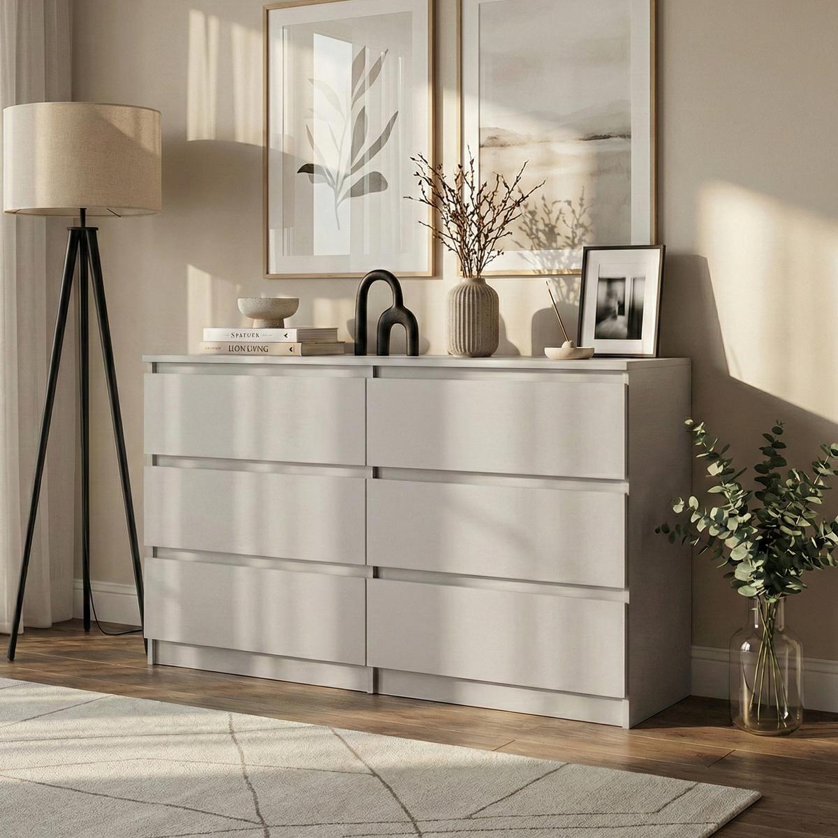 KOMMODE Lemon mit 6 Schubladen, 140 cm, Kaschmir - Kaschmir, Holzwerkstoff (140/78/39cm) - Beautysofa