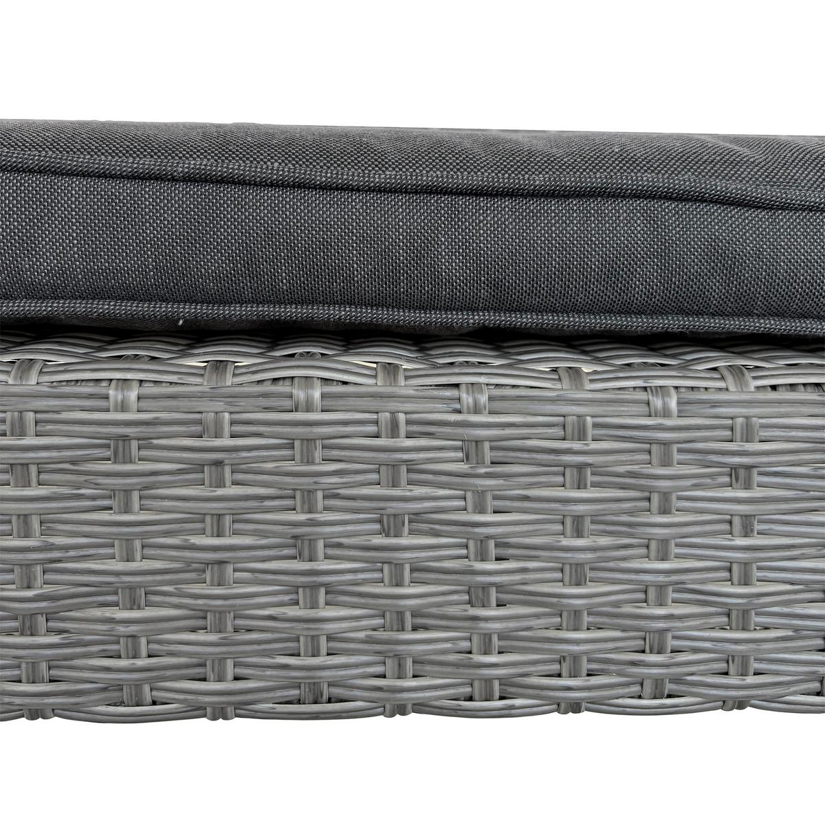 GARTENSET Montero Sofa, 2 Sessel und Tisch mit gehärtetem Glas, Metall+Technorattan - Dunkelgrau/Grau, Metall - Beautysofa