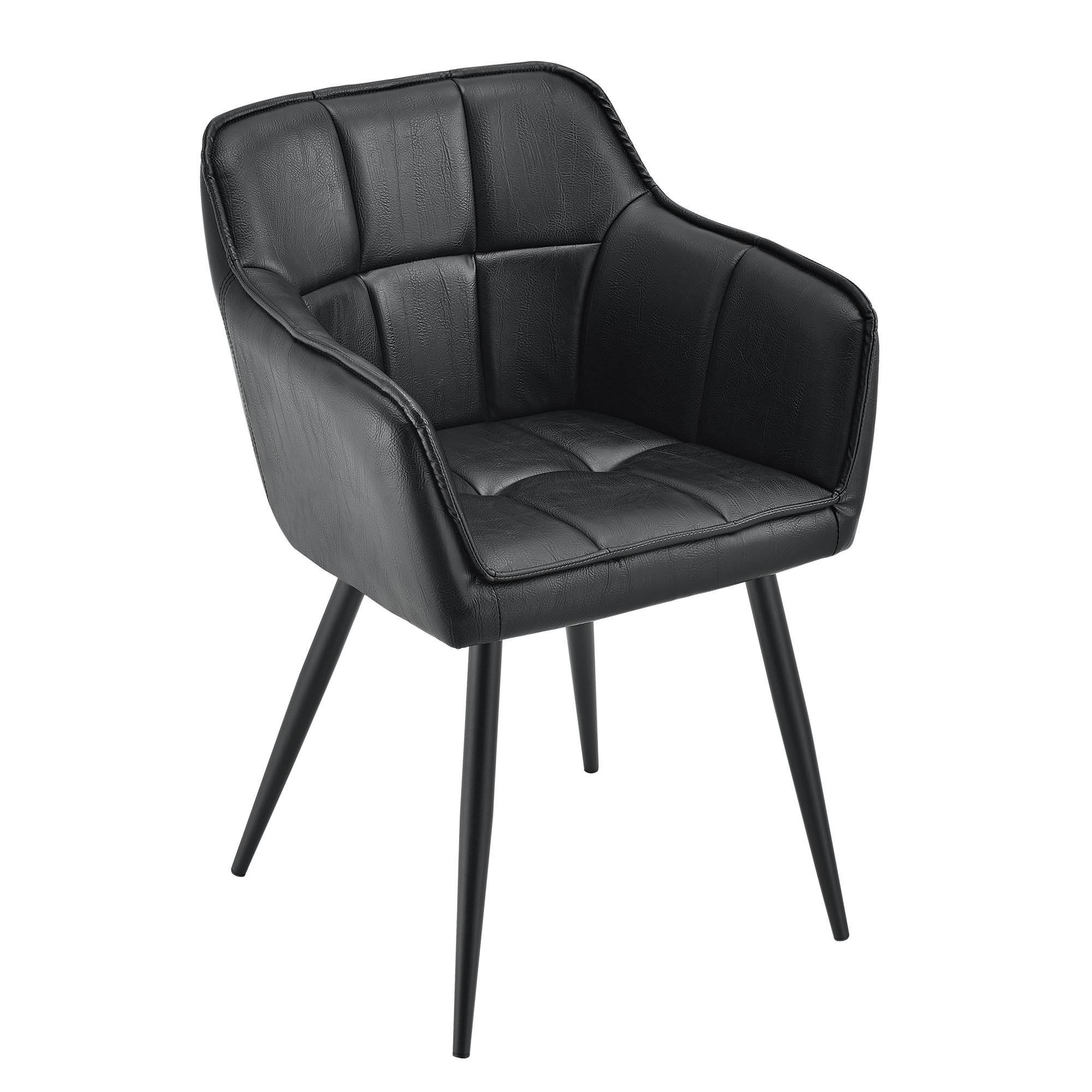 ARMLEHNSTUHL Birmingham - Schwarz, Textil/Metall (60/82/59cm) - [en.casa]