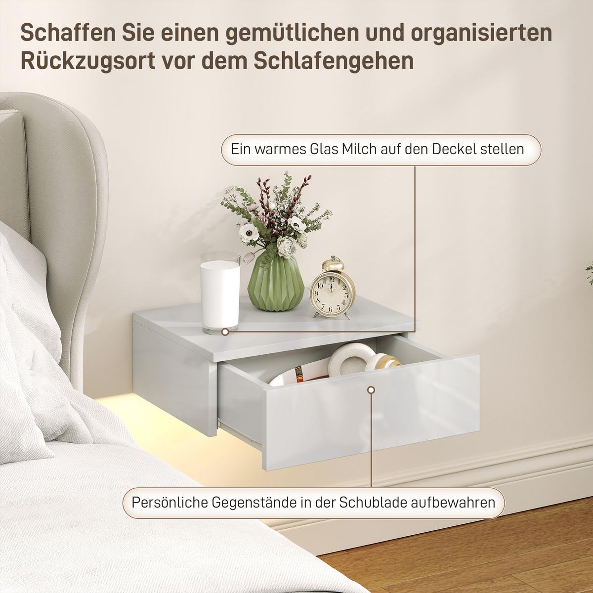 NACHTTISCH 2er Set Spanplatte Weiß - Weiß, Holzwerkstoff (30/14/40cm) - HOMCOM