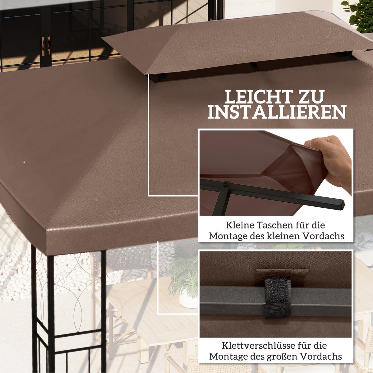 PAVILLONDACH, Polyester, Kaffee - Braun, Kunststoff (300/20/400cm) - Outsunny